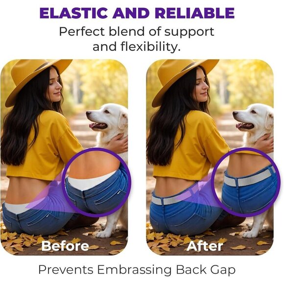 Women Elastic No Show Belt Adjustable Buckle Slim Fit Jeans Pants main image 5